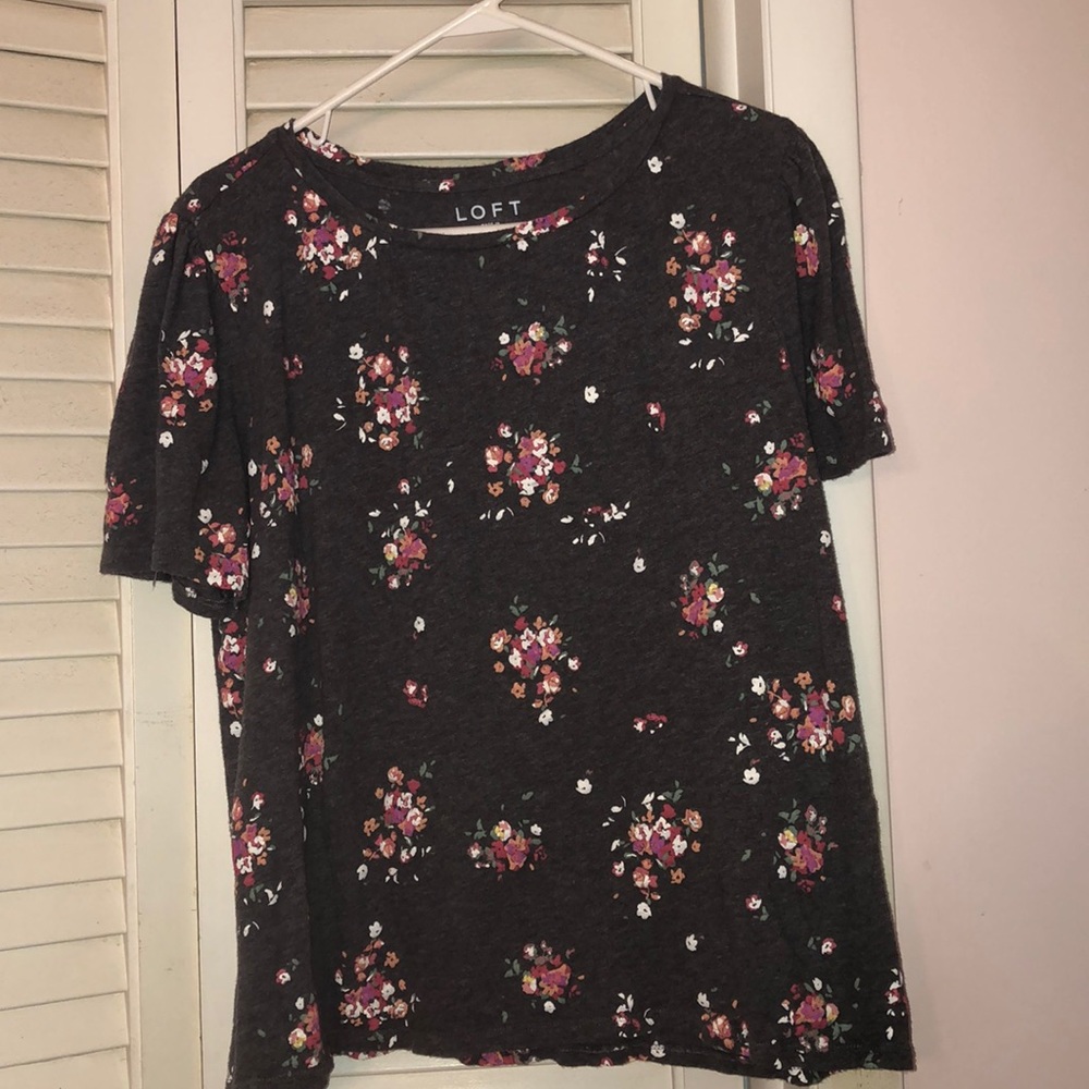 Loft floral puffy sleeve t-shirt